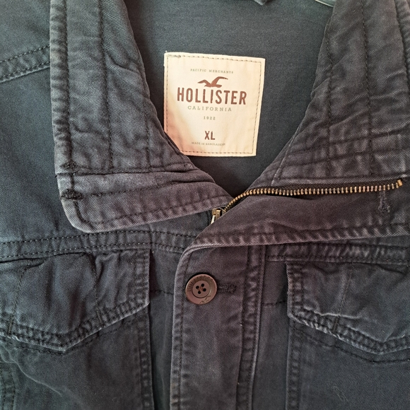 Hollister Vintage Men's XL Dark Blue Military Field Y2K Jacket 100% Cotton - Picture 13 of 16